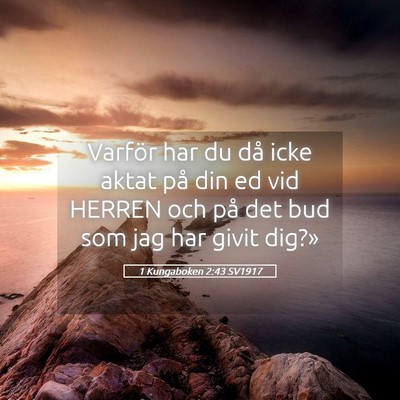 Picture 05 - 1 Kungaboken 2:43 SV1917 - Varför har du då icke aktat på din ed vid - Bible Verse Picture