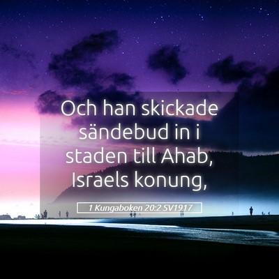 Picture 05 - 1 Kungaboken 20:2 SV1917 - Och han skickade sändebud in i staden till Ahab, - Bible Verse Picture