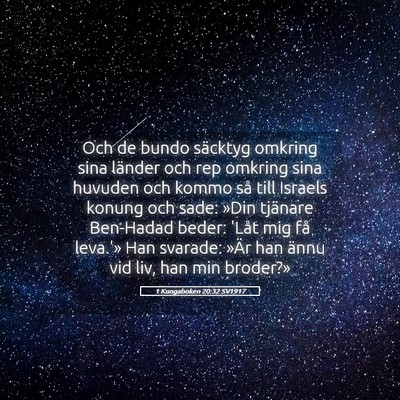 Picture 05 - 1 Kungaboken 20:32 SV1917 - Och de bundo säcktyg omkring sina länder och - Bible Verse Picture