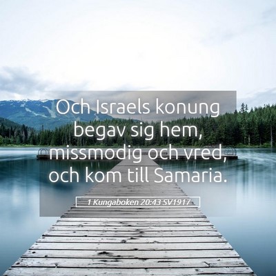 Picture 05 - 1 Kungaboken 20:43 SV1917 - Och Israels konung begav sig hem, missmodig och - Bible Verse Picture