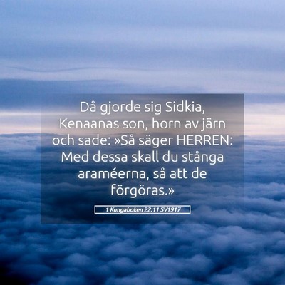 Picture 05 - 1 Kungaboken 22:11 SV1917 - Då gjorde sig Sidkia, Kenaanas son, horn av - Bible Verse Picture