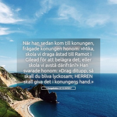 Picture 05 - 1 Kungaboken 22:15 SV1917 - När han sedan kom till konungen, frågade - Bible Verse Picture