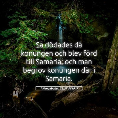 Picture 05 - 1 Kungaboken 22:37 SV1917 - Så dödades då konungen och blev förd till - Bible Verse Picture