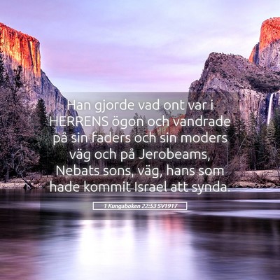 Picture 05 - 1 Kungaboken 22:53 SV1917 - Han gjorde vad ont var i HERRENS ögon och - Bible Verse Picture