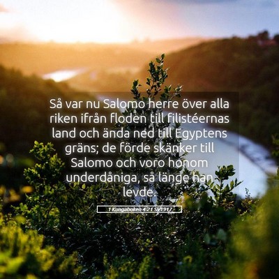 Picture 05 - 1 Kungaboken 4:21 SV1917 - Så var nu Salomo herre över alla riken ifrån - Bible Verse Picture