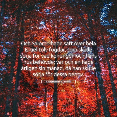 Picture 05 - 1 Kungaboken 4:7 SV1917 - Och Salomo hade satt över hela Israel tolv - Bible Verse Picture