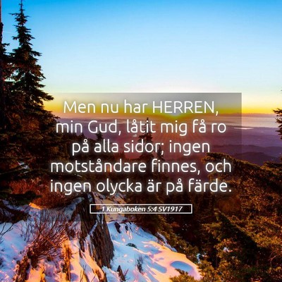 Picture 05 - 1 Kungaboken 5:4 SV1917 - Men nu har HERREN, min Gud, låtit mig få ro på - Bible Verse Picture