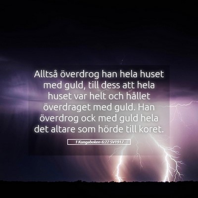Picture 05 - 1 Kungaboken 6:22 SV1917 - Alltså överdrog han hela huset med guld, till - Bible Verse Picture