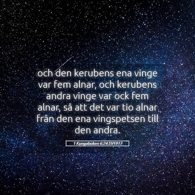 Picture 05 - 1 Kungaboken 6:24 SV1917 - och den kerubens ena vinge var fem alnar, och - Bible Verse Picture