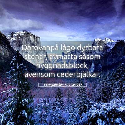 Picture 05 - 1 Kungaboken 7:11 SV1917 - Därovanpå lågo dyrbara stenar, avmätta såsom - Bible Verse Picture