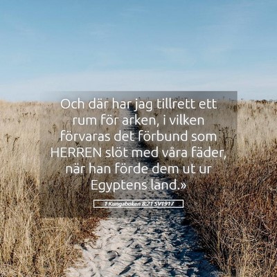 Picture 05 - 1 Kungaboken 8:21 SV1917 - Och där har jag tillrett ett rum för arken, i - Bible Verse Picture