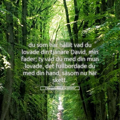Picture 05 - 1 Kungaboken 8:24 SV1917 - du som har hållit vad du lovade din tjänare - Bible Verse Picture