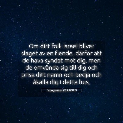 Picture 05 - 1 Kungaboken 8:33 SV1917 - Om ditt folk Israel bliver slaget av en fiende, - Bible Verse Picture