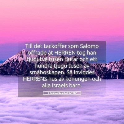 Picture 05 - 1 Kungaboken 8:63 SV1917 - Till det tackoffer som Salomo offrade åt HERREN - Bible Verse Picture