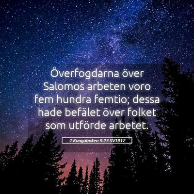 Picture 05 - 1 Kungaboken 9:23 SV1917 - Överfogdarna över Salomos arbeten voro fem - Bible Verse Picture