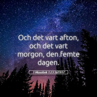 Picture 05 - 1 Mosebok 1:23 SV1917 - Och det vart afton, och det vart morgon, den - Bible Verse Picture