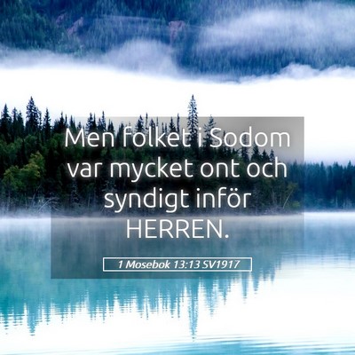 Picture 05 - 1 Mosebok 13:13 SV1917 - Men folket i Sodom var mycket ont och syndigt - Bible Verse Picture
