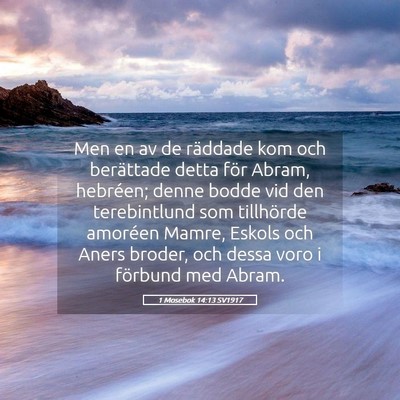 Picture 05 - 1 Mosebok 14:13 SV1917 - Men en av de räddade kom och berättade detta - Bible Verse Picture