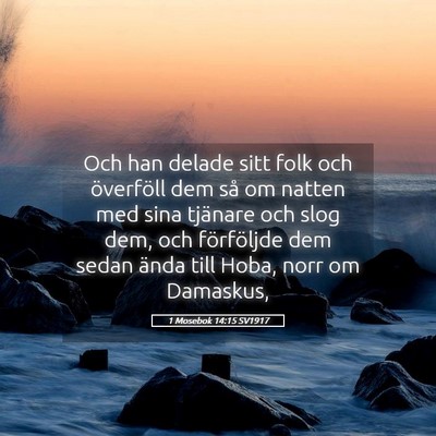 Picture 05 - 1 Mosebok 14:15 SV1917 - Och han delade sitt folk och överföll dem så - Bible Verse Picture