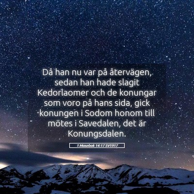 Picture 05 - 1 Mosebok 14:17 SV1917 - Då han nu var på återvägen, sedan han hade - Bible Verse Picture