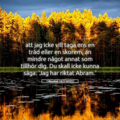 Picture 05 - 1 Mosebok 14:23 SV1917 - att jag icke vill taga ens en tråd eller en - Bible Verse Picture