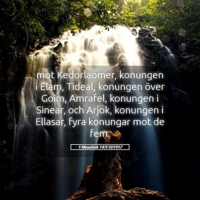 Picture 05 - 1 Mosebok 14:9 SV1917 - mot Kedorlaomer, konungen i Elam, Tideal, - Bible Verse Picture