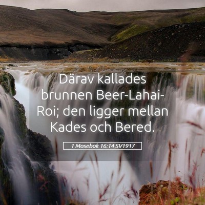 Picture 05 - 1 Mosebok 16:14 SV1917 - Därav kallades brunnen Beer-Lahai-Roi; den - Bible Verse Picture
