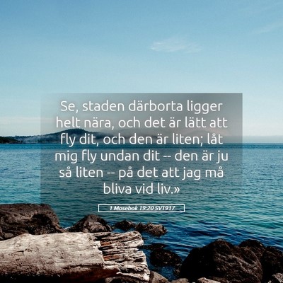 Picture 05 - 1 Mosebok 19:20 SV1917 - Se, staden därborta ligger helt nära, och det - Bible Verse Picture