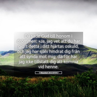 Picture 05 - 1 Mosebok 20:6 SV1917 - Då sade Gud till honom i drömmen: »Ja, jag vet - Bible Verse Picture
