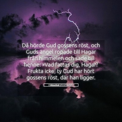 Picture 05 - 1 Mosebok 21:17 SV1917 - Då hörde Gud gossens röst, och Guds ängel - Bible Verse Picture