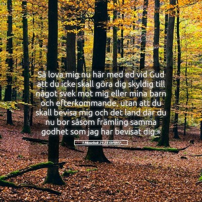 Picture 05 - 1 Mosebok 21:23 SV1917 - Så lova mig nu här med ed vid Gud att du icke - Bible Verse Picture