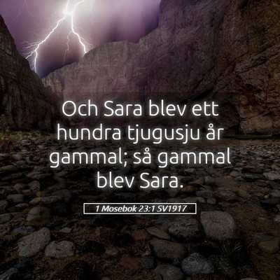 Picture 05 - 1 Mosebok 23:1 SV1917 - Och Sara blev ett hundra tjugusju år gammal; så - Bible Verse Picture