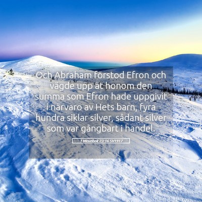Picture 05 - 1 Mosebok 23:16 SV1917 - Och Abraham förstod Efron och vägde upp åt - Bible Verse Picture