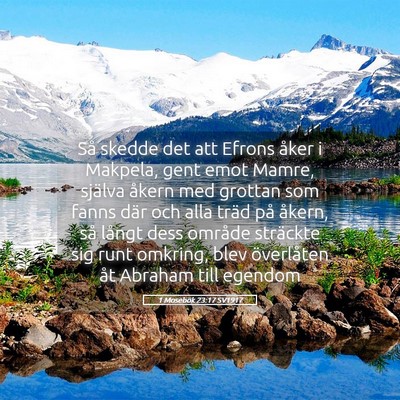 Picture 05 - 1 Mosebok 23:17 SV1917 - Så skedde det att Efrons åker i Makpela, gent - Bible Verse Picture