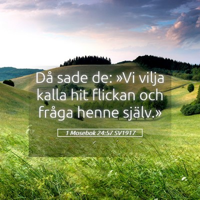 Picture 05 - 1 Mosebok 24:57 SV1917 - Då sade de: »Vi vilja kalla hit flickan och - Bible Verse Picture