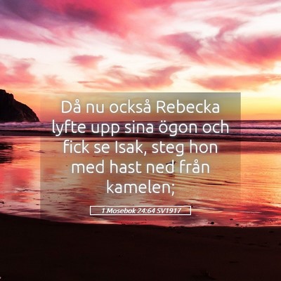 Picture 05 - 1 Mosebok 24:64 SV1917 - Då nu också Rebecka lyfte upp sina ögon och - Bible Verse Picture