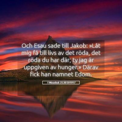 Picture 05 - 1 Mosebok 25:30 SV1917 - Och Esau sade till Jakob: »Låt mig få till - Bible Verse Picture