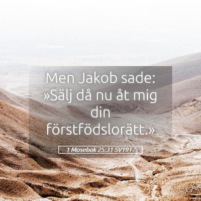 Picture 05 - 1 Mosebok 25:31 SV1917 - Men Jakob sade: »Sälj då nu åt mig din - Bible Verse Picture