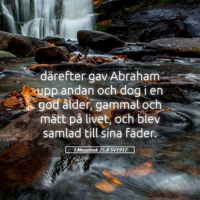 Picture 05 - 1 Mosebok 25:8 SV1917 - därefter gav Abraham upp andan och dog i en god - Bible Verse Picture