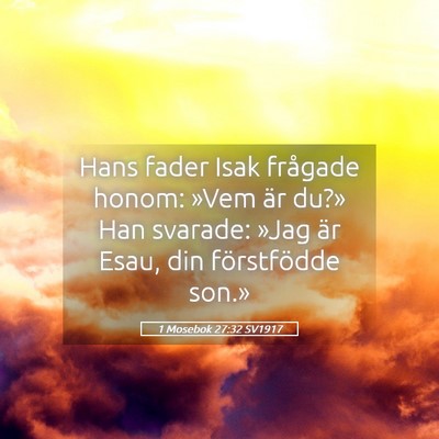 Picture 05 - 1 Mosebok 27:32 SV1917 - Hans fader Isak frågade honom: »Vem är du?» - Bible Verse Picture