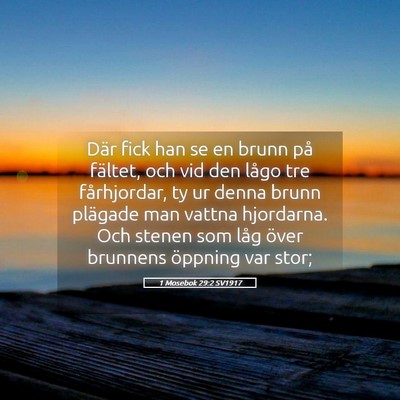 Picture 05 - 1 Mosebok 29:2 SV1917 - Där fick han se en brunn på fältet, och vid - Bible Verse Picture