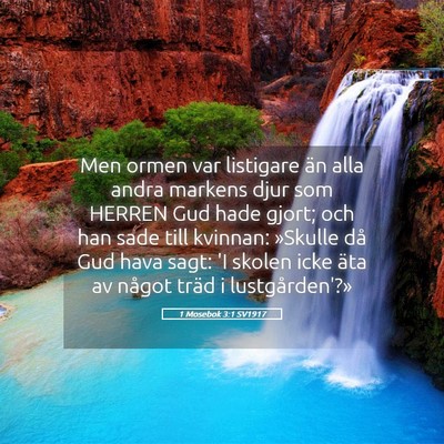 Picture 05 - 1 Mosebok 3:1 SV1917 - Men ormen var listigare än alla andra markens - Bible Verse Picture