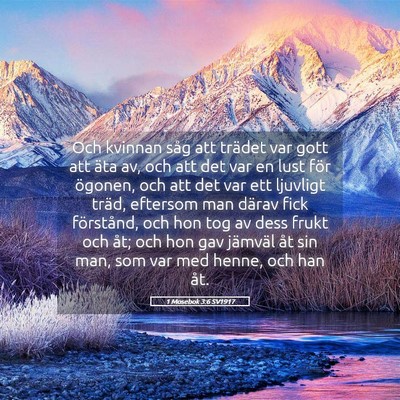 Picture 05 - 1 Mosebok 3:6 SV1917 - Och kvinnan såg att trädet var gott att äta - Bible Verse Picture