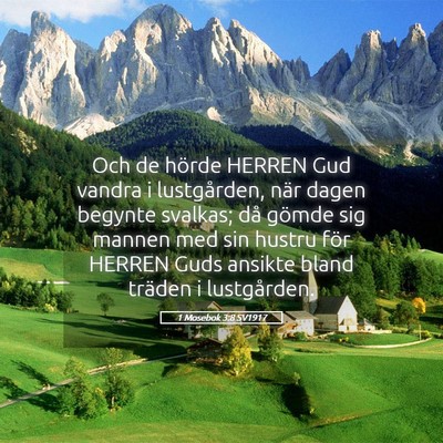 Picture 05 - 1 Mosebok 3:8 SV1917 - Och de hörde HERREN Gud vandra i lustgården, - Bible Verse Picture