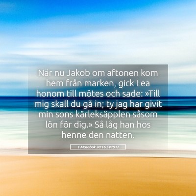 Picture 05 - 1 Mosebok 30:16 SV1917 - När nu Jakob om aftonen kom hem från marken, - Bible Verse Picture