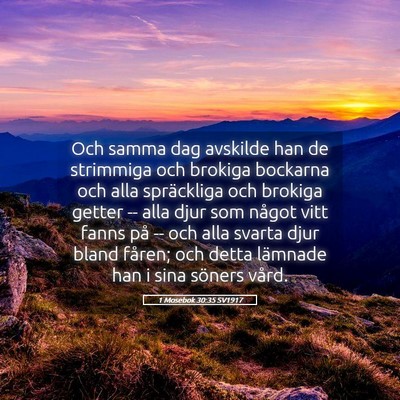 Picture 05 - 1 Mosebok 30:35 SV1917 - Och samma dag avskilde han de strimmiga och - Bible Verse Picture