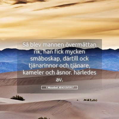 Picture 05 - 1 Mosebok 30:43 SV1917 - Så blev mannen övermåttan rik; han fick mycken - Bible Verse Picture