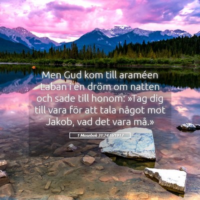 Picture 05 - 1 Mosebok 31:24 SV1917 - Men Gud kom till araméen Laban i en dröm om - Bible Verse Picture