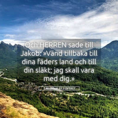 Picture 05 - 1 Mosebok 31:3 SV1917 - Och HERREN sade till Jakob: »Vänd tillbaka till - Bible Verse Picture