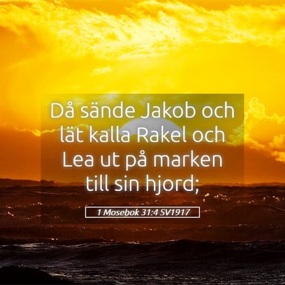 Picture 05 - 1 Mosebok 31:4 SV1917 - Då sände Jakob och lät kalla Rakel och Lea ut - Bible Verse Picture